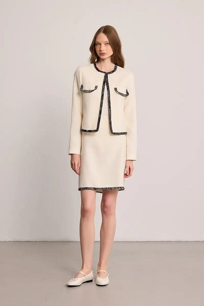 Gusto Koton Tweed Mini Skirt - Ecru