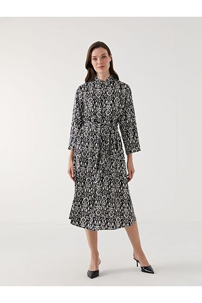 LC Waikiki Lcw Grace Black Print Women's Shirt Dress