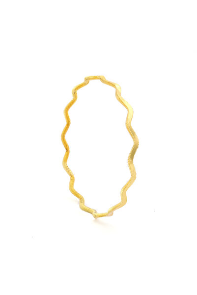 İmitasyon Ajda Bilezik Zigzag Model Altın Kaplama Çelik Blz-3073