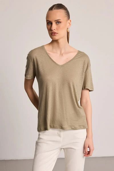 Gusto Tricou de in cu decolteu in V - Verde