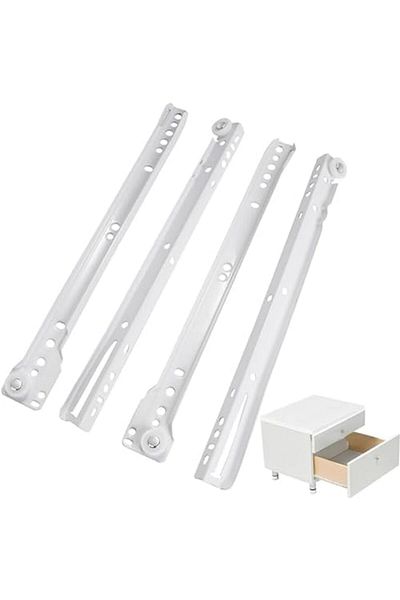 Generic AL ARQAM 14" Cabinet Drawer Slides with Wheels – White Rails for Tables & Clothing Cabinets
