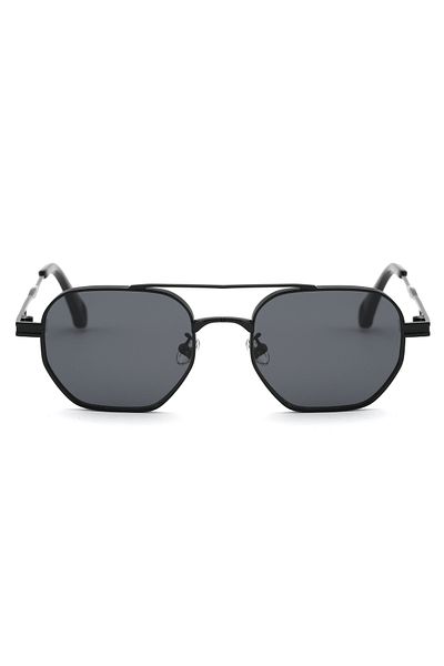 Angel Eyes Geometric Design Metal Black Frame Black Glass Unisex Sunglasses