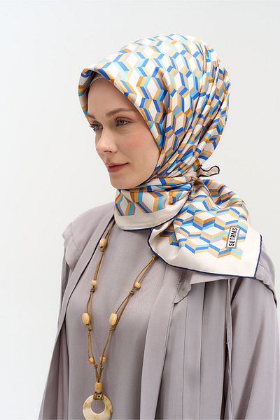 Setrms Eșarfă din mătase cu model geometric