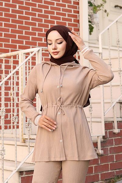 MİSSKAYLE Ribbed Detailed Suit Mink