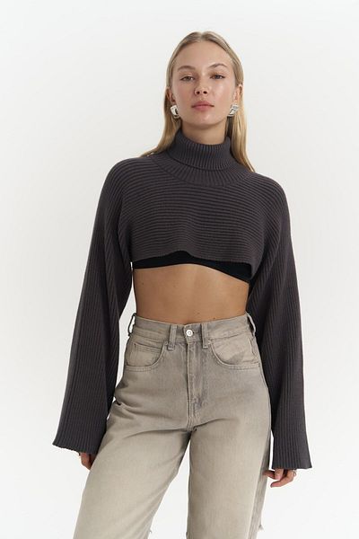 MAİ COLLECTİON Bolero Coperni Antracit Tricotaj