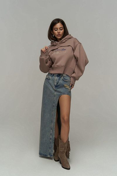 MAİ COLLECTİON Mikina Creative Taupe Crop