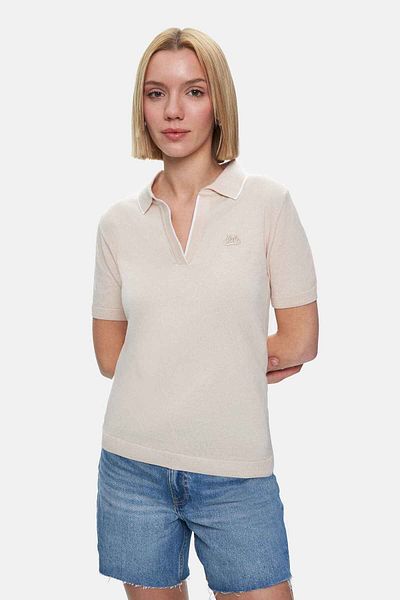UCLA Tricou pentru femei SASHA Bone Color Polo Guler Tricot Brodat Standard Fit