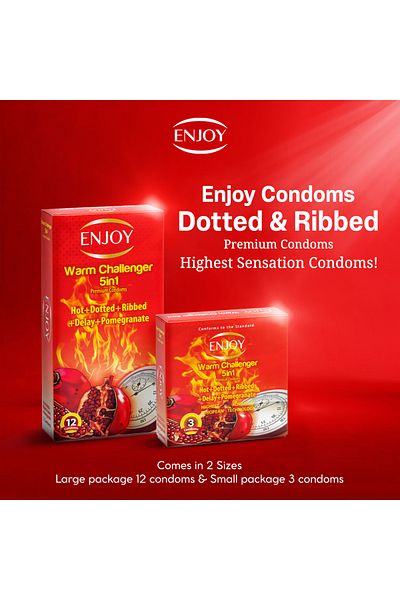 Enjoy Challenger Pomegranate Condoms – 3pcs | Ultra-Thin, Lubricated & Flavored Latex