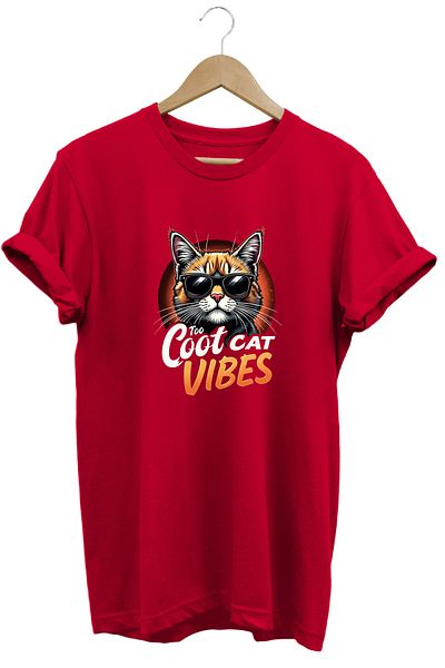 remonz Cat Vibe Printed 100% Cotton Regular Fit Crew Neck T-Shirt