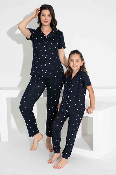 Tarık Pajama Set - Black - Heart