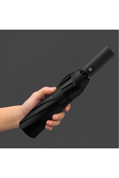 Herum Umbrella with telescopic handle, cover, automatic opening and closing system, Black, 32 cm folded
