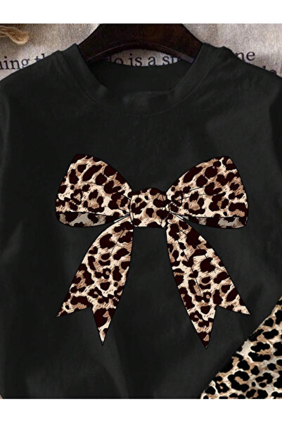 MOONBULL Kadın Leopar Kurdele Baskılı Leopar Şortlu Takım