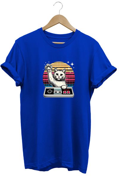 remonz Tricou cu decolteu rotund, 100% bumbac, cu imprimeu Catari Cat