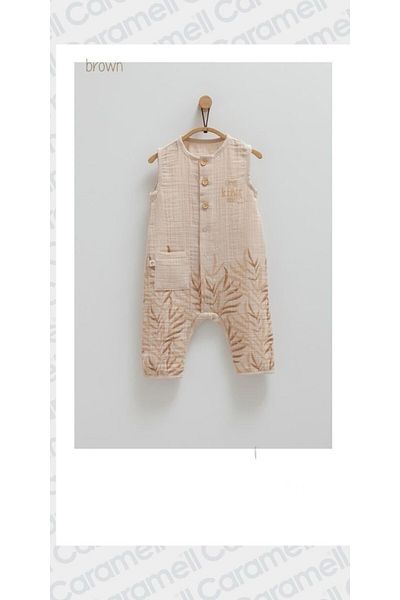Caramell Muslin Sleeveless Little Boy Jumpsuit 2025 Summer Season 1672