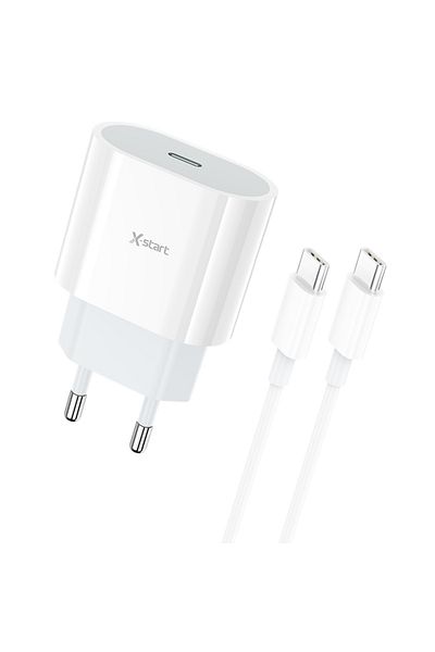 REDz Accessories Set adaptor X-Start CDQ090CC și cablu Type-C, pentru iPhone 15/16 și Android, încărcare rapidă 20W, alb