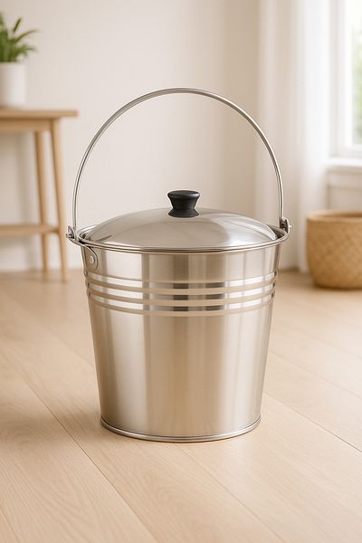 ALMUFARREJ Bucket Steel Silver 15 L