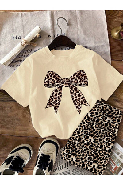 MOONBULL Kadın Leopar Kurdele Baskılı Leopar Şortlu Takım