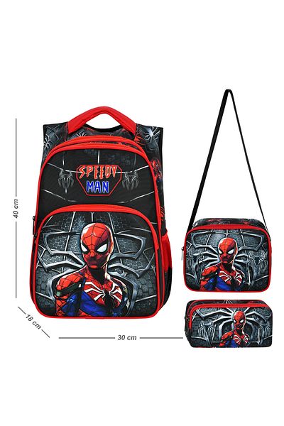 Royal Glow Geantă ortopedică pentru bărbați Spider Spider și cutie de prânz și suport pentru stilouri