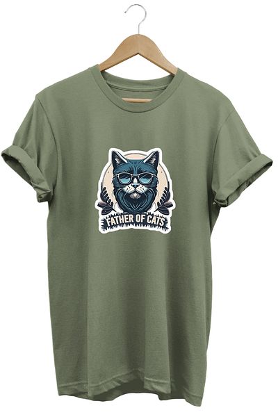 remonz Father of Cats Father of Cats T-shirt με τυπωμένο 100% βαμβάκι με κανονική εφαρμογή