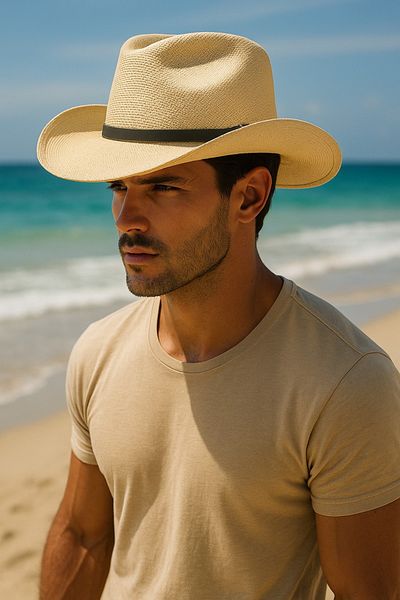 LAGRANZE Men's Western Style Straw Cowboy Hat