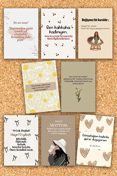 Pankart Evi Set de 8 carduri de clipboard motivaționale pastel - Motto de pre...