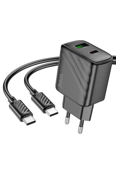 REDz Accessories Set încărcător pentru iPhone 15/16 și Android, adaptor Hoco cs23a tip-c cablu 1m, pd30w, negru