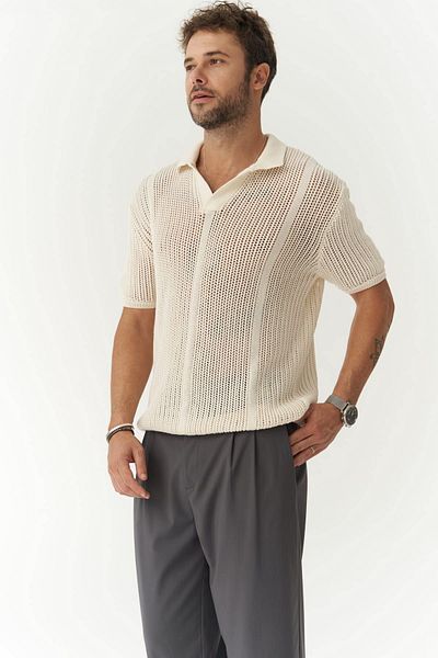 BOHEMAİ Detail pánského trička Looke Ecru Knitwear
