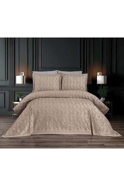 HUZUR ÇEYİZ Irina Terra 3 Piece Double Bedspread Set