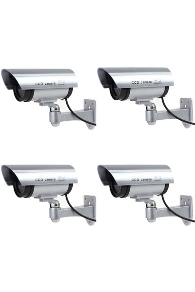 NEXTLY Set of 4 fake NEXTLY surveillance cameras for outdoor/indoor use, flashing red LED,