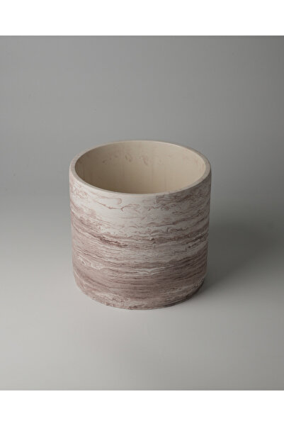 Kaju Creative Dekoratif Büyük Boy Beton Saksı - Mermer Desenli- Silindir 4.5L - 20x18 CM