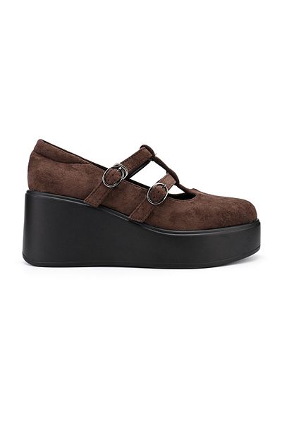 Tmall Women's casual shoes, Made of eco-leather suede, With platform, P1282, Brown