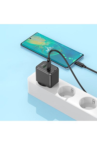 REDz Accessories Set încărcător, adaptor Hoco CS14A și cablu Type-C, pentru iPhone 15/16 și Android, 20W, negru