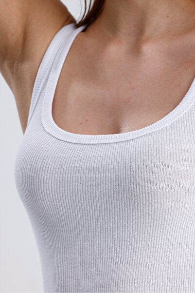 fablair Γυναικείο εσώρουχο με ραβδώσεις με χοντρό λουράκι Basic λευκό