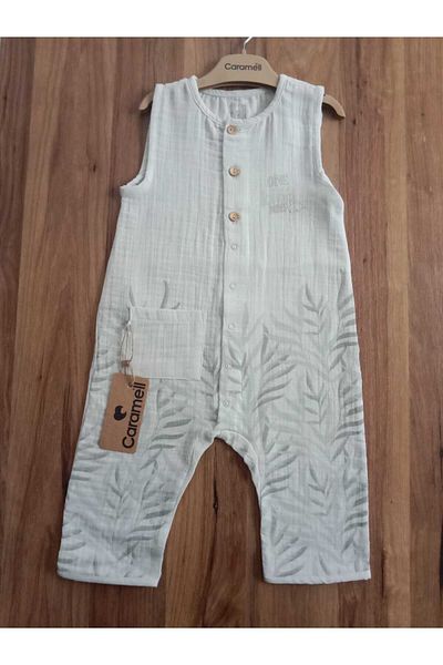 Caramell Muslin Sleeveless Little Boy Jumpsuit 2025 Summer Season 1672