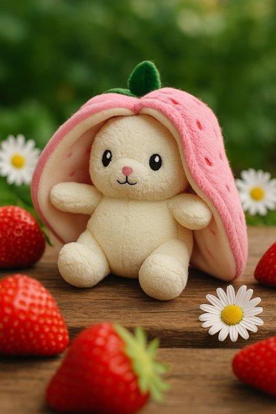 ribac Cute Strawberry Rabbit Plush Gift 50 cm Toy with Bag