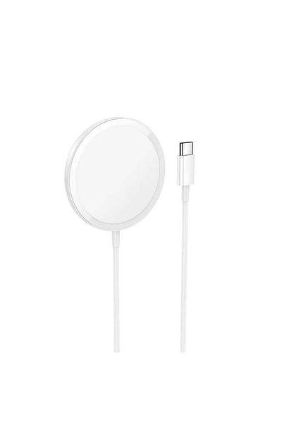 REDz Accessories Încărcător wireless, Hoco Cw52, Magsafe, compatibil cu Apple, cablu de 1 m cu mufă Type-C, alb