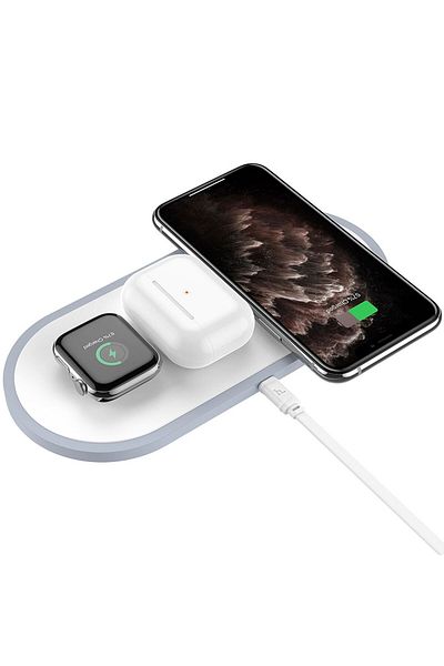 REDz Accessories Încărcător wireless 3 în 1, Hoco CW24, pentru iPhone, Apple Watch, Airpods, alb