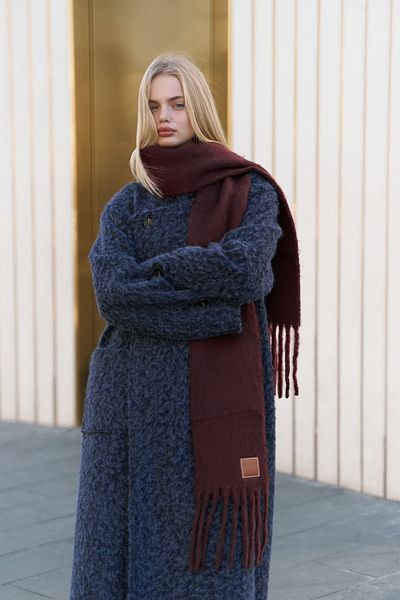 MAİ COLLECTİON Diana Navy Blue Long Coat
