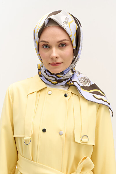 Setrms Çiçek ve Geometrik Desenli Eşarp