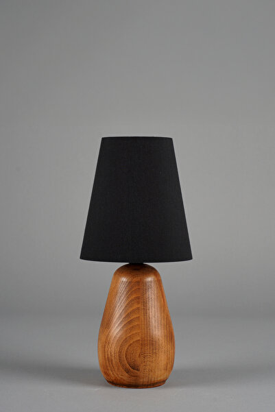 NAVEMU Fiora Ahşap Abajur Naturel-Siyah (16x16x35 cm)