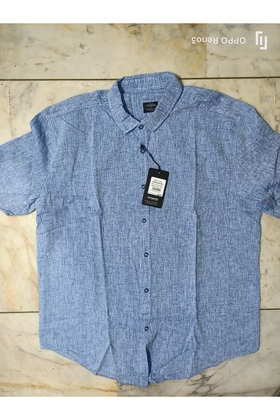 DYNAMO κοντομάνικο reguler plus size αθλητικό λινό πουκάμισο