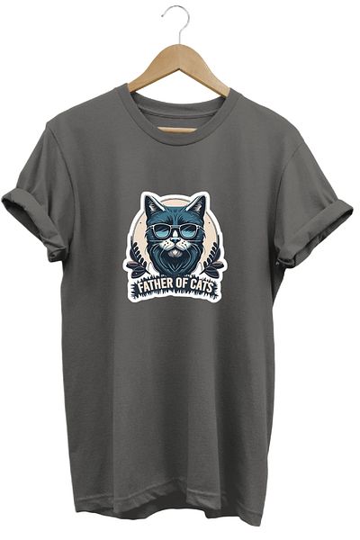 remonz Father of Cats Father of Cats T-shirt με τυπωμένο 100% βαμβάκι με κανονική εφαρμογή