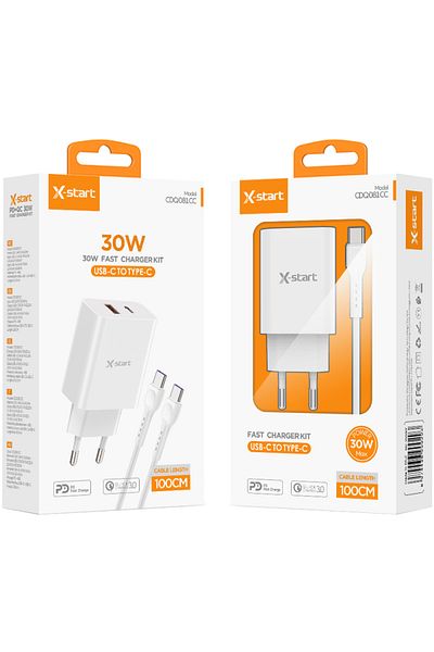 REDz Accessories X-start Cdq081cc Adapter Set And Type-c Cable, For Iphone 15/16 And Android, Fast Charging 30w,white