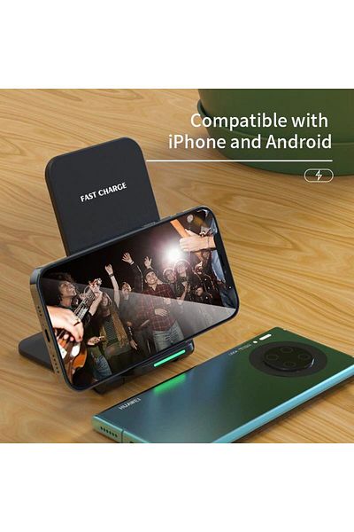 REDz Accessories Încărcător wireless, LED, încărcare rapidă, universal, negru
