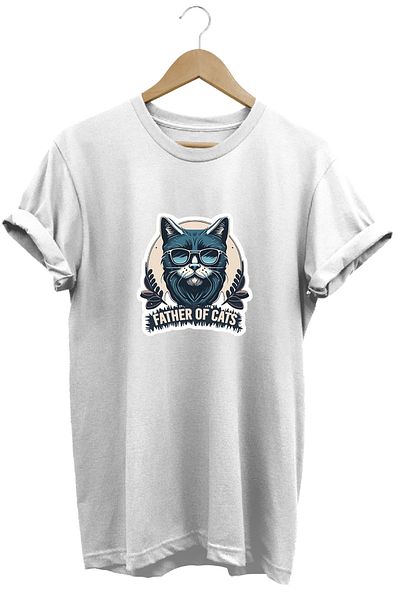remonz Father of Cats Father of Cats T-shirt με τυπωμένο 100% βαμβάκι με κανονική εφαρμογή