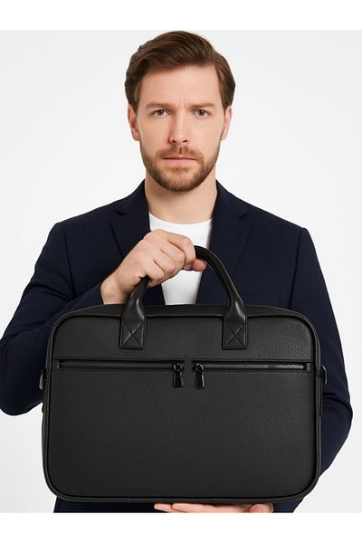başkent çanta Leather Briefcase and Laptop Bag 15.6" Inch
