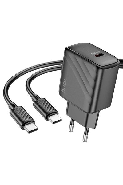 REDz Accessories Set încărcător pentru iPhone 15/16 și Android, adaptor Hoco cs22a tip-c cablu 1m, pd30w, negru