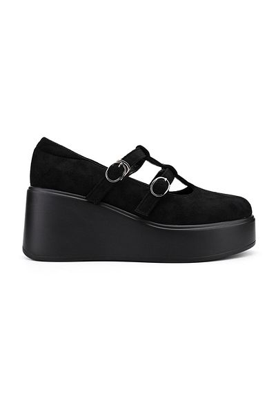 Tmall Women's casual shoes, Made of eco-leather suede, With platform, P1282, Black
