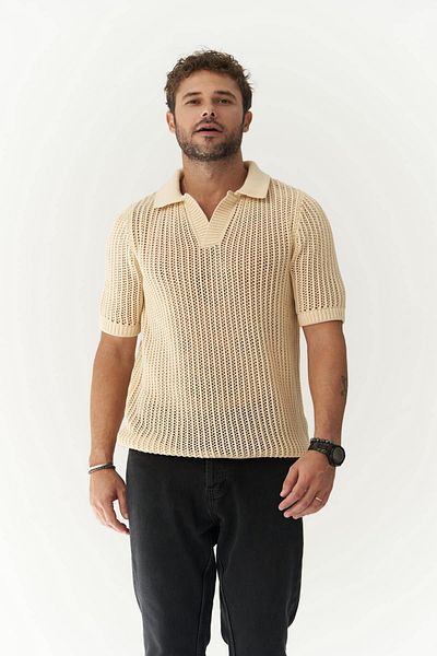 BOHEMAİ Πλεκτό μπλουζάκι Robert για ανδρικό πόλο με λαιμόκοψη