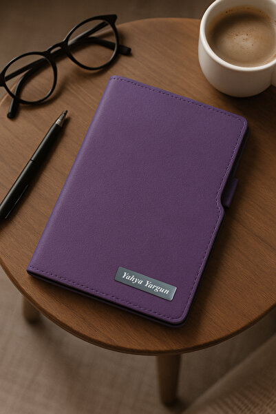 inkglo Kişiye Özel Mor Sert Kapaklı Çizgili Defter 14x21cm 224 Sayfa Hediyeli...